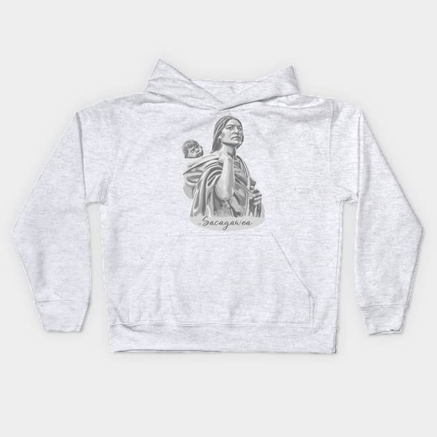 Sacagawea Portrait Kids Hoodie by Slightly Unhinged